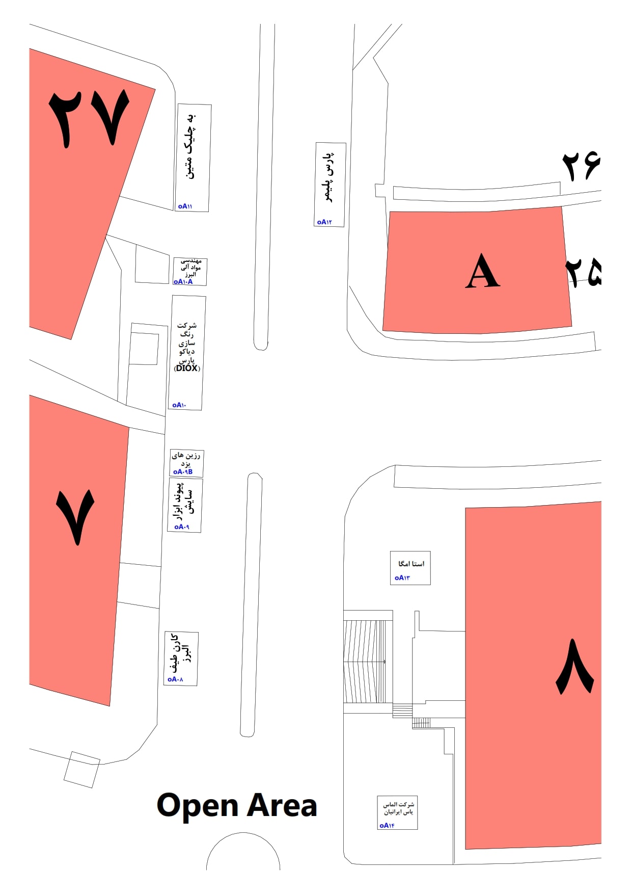 نقشه فضای باز نمایشگاه رنگ و رزین 1402